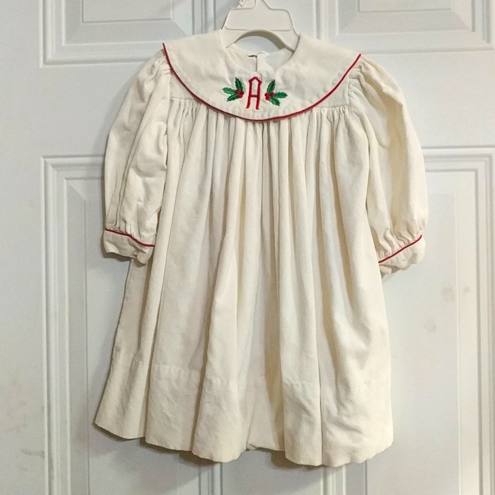 Hand Crafted Ivory Courderoy Christmas Dress